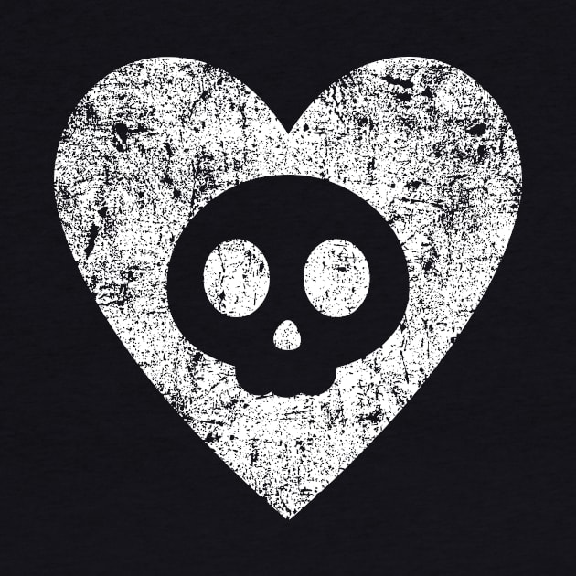 Cute Skull in Heart - Distressed by PsychicCat